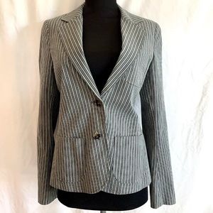 Theory Steel Blue Cotton Blend Striped Blazer - Size 8 Medium